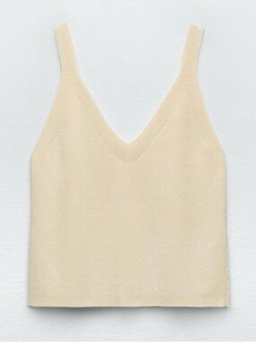 Zara Cream V-Neck Knit Camisole